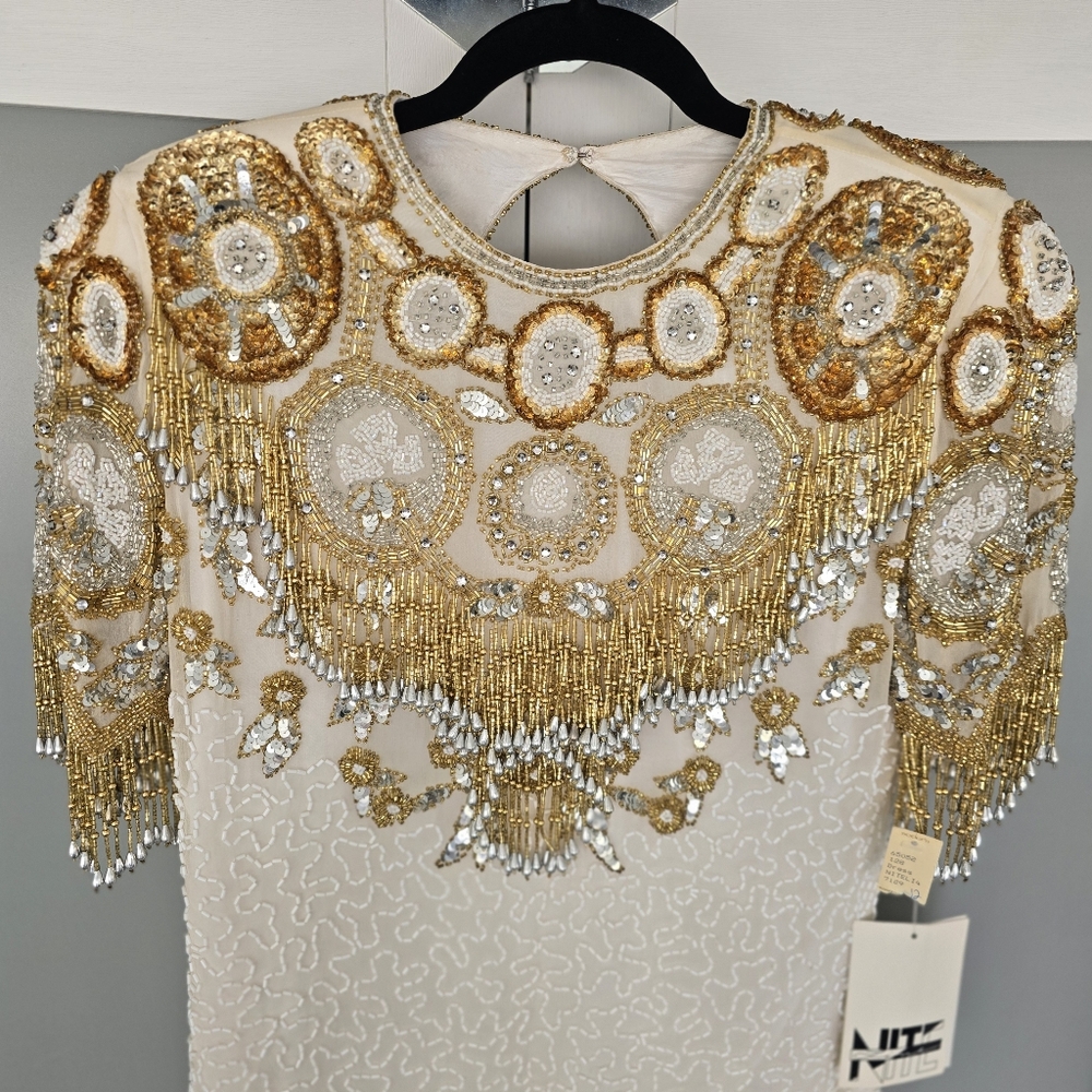 NWT Hand Beaded Vintage Gown - Picture 4 of 17